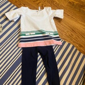 Janie and Jack Colorful Striped Top and Navy Leggings Set